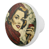 Vrouw en garen keramische knop (Rechts)