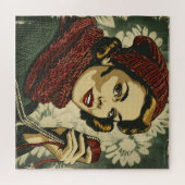 Vrouw en garen  legpuzzel (Horizontaal)