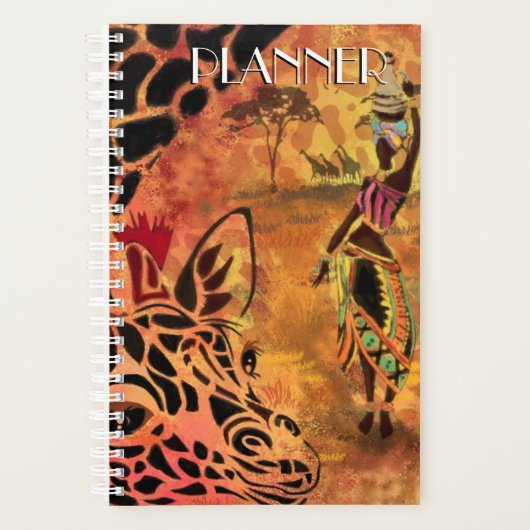 Vrouw en Giraffe Afrika Planner (Voorkant)