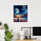 Vrouw en haar schaduw in een dessert poster (Thuiskantoor)