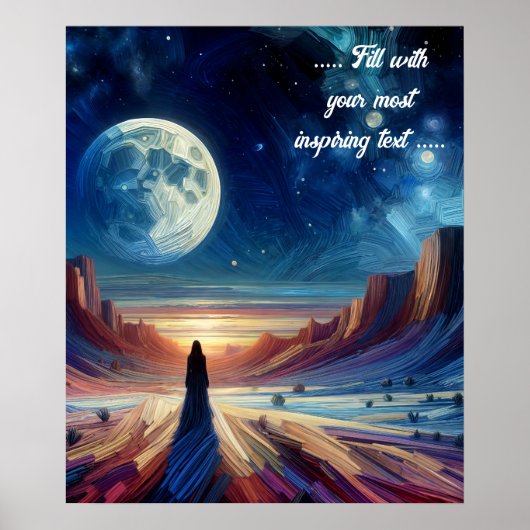 Vrouw en haar schaduw in een dessert poster (Voorkant)