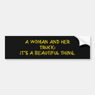 Vrouw en haar truck bumpersticker
