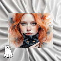 Vrouw en haar zwarte kat, Postcrossing