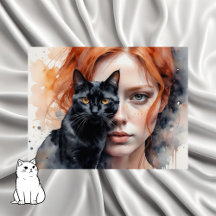 Vrouw en haar zwarte kat, Postcrossing