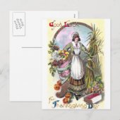 Vrouw en Herfst Bounty  Thanksgiving Feestdagenkaart (Voorkant / Achterkant)