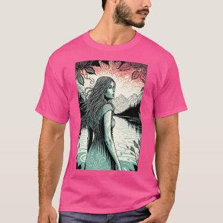 Vrouw en het psychedelische meer-shirt t-shirt