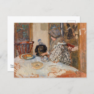 Vrouw en hond aan tafel   Paul Bonnard   Briefkaart