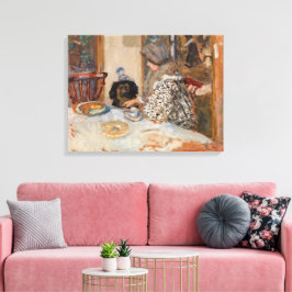 Vrouw en hond aan tafel | Paul Bonnard | Canvas Afdruk