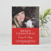Vrouw en Hond Foto Kerstvakantie Feestdagenkaart (Staand voorkant)
