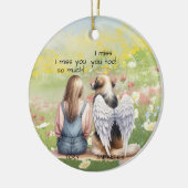 Vrouw en hond gedenkteken keramisch ornament (Links)