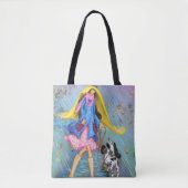 Vrouw en hond in de Regen Canvas tas - Schilderen (Voorkant)
