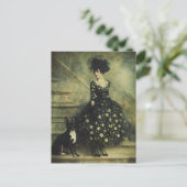 Vrouw en hond op de trap briefkaart (Staand voorkant)