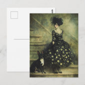 Vrouw en hond op de trap briefkaart (Voorkant / Achterkant)