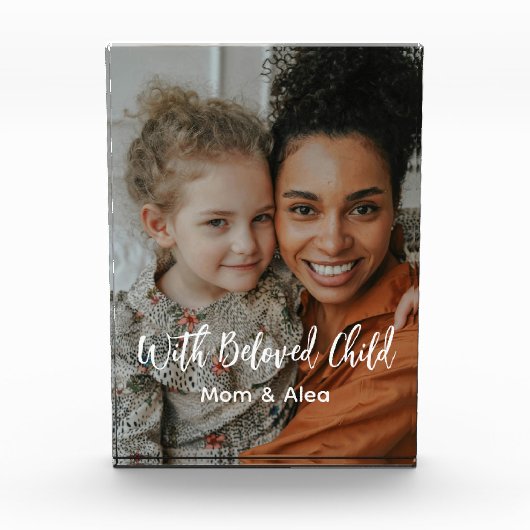 Vrouw en hond op maat gemaakte fotoblok geschenk (Voorkant)