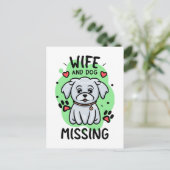 Vrouw en hond vermist briefkaart (Staand voorkant)