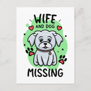 Vrouw en hond vermist briefkaart
