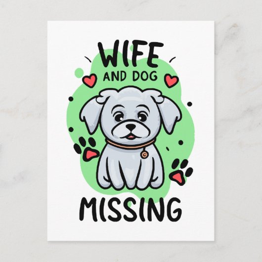 Vrouw en hond vermist briefkaart (Voorkant)