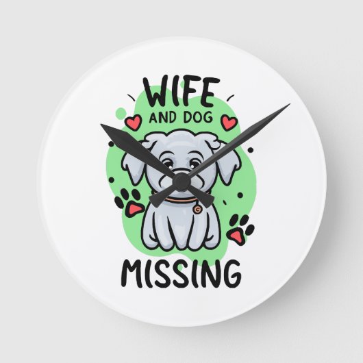Vrouw en hond vermist ronde klok (Voorkant)