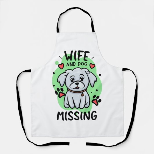 Vrouw en hond vermist schort (Voorkant)