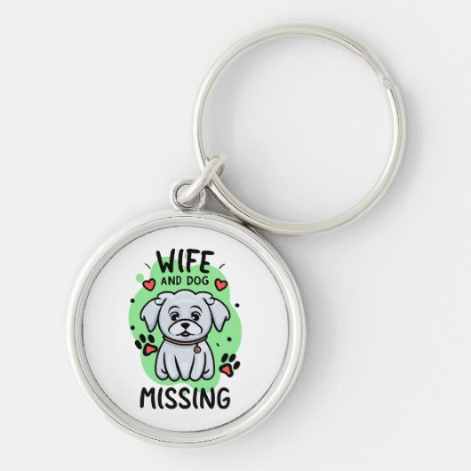 Vrouw en hond vermist sleutelhanger (Voorkant)