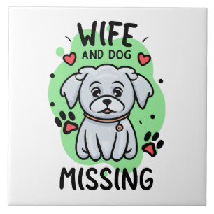Vrouw en hond vermist tegeltje