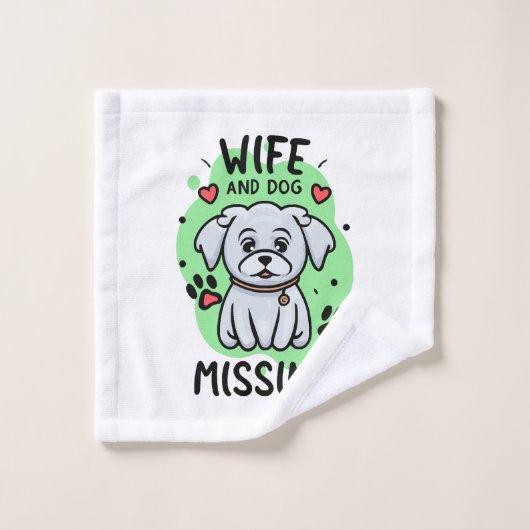 Vrouw en hond vermist washandje (Wasdoekje)