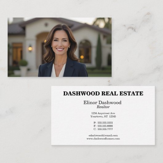 Vrouw en Huis Vastgoed Visitekaartje (Voorkant / Achterkant)
