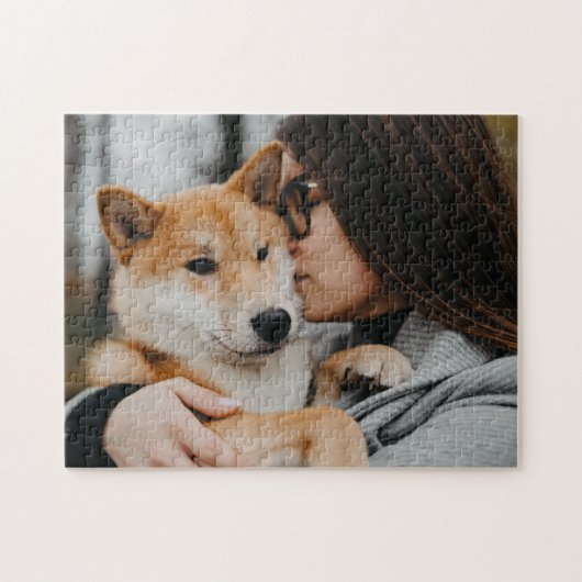 Vrouw en huisdier legpuzzel (Horizontaal)