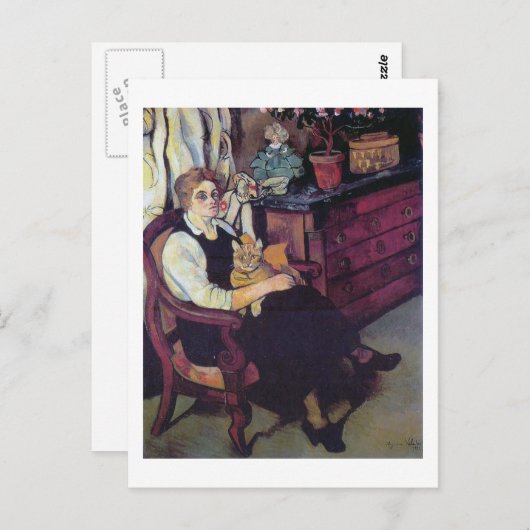 Vrouw en Kat, Suzanne Valadon Briefkaart (Voorkant / Achterkant)