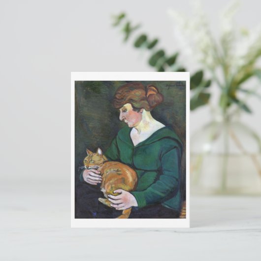 Vrouw en Kat, Suzanne Valadon Briefkaart (Staand voorkant)