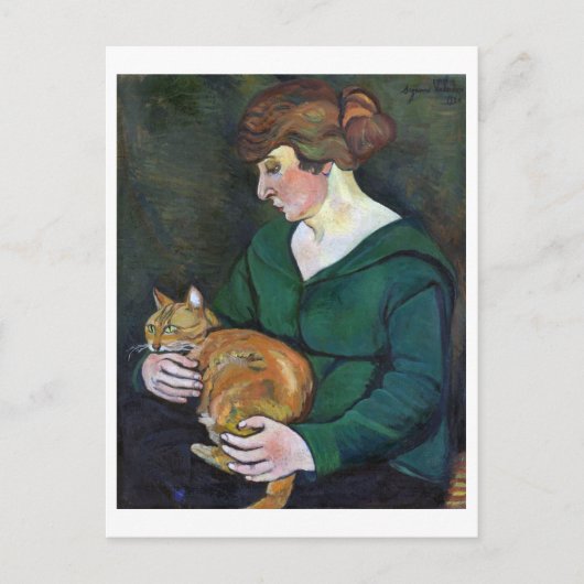 Vrouw en Kat, Suzanne Valadon Briefkaart (Voorkant)