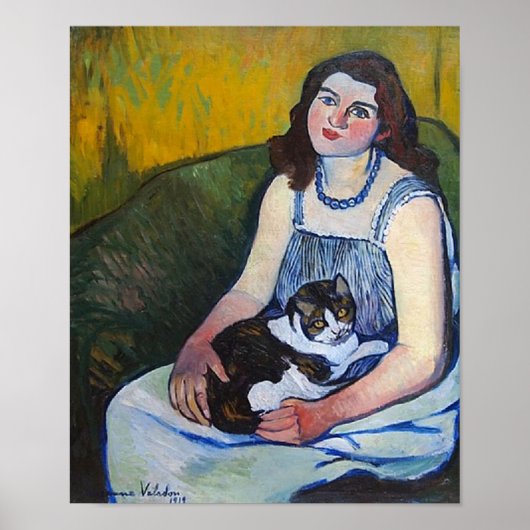 Vrouw en Kat, Suzanne Valadon Poster (Voorkant)