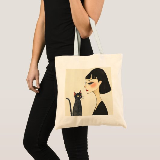 Vrouw en kat tote bag (Voorkant (product))