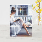  vrouw en kat Verjaardag Kaart (Gele Bloem)