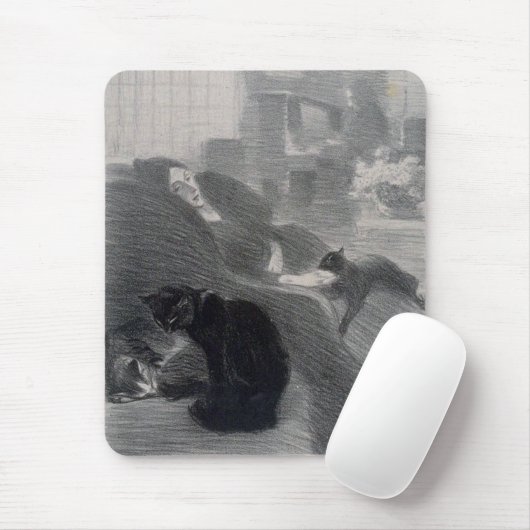 Vrouw en katten, Alexandre Steinlen Muismat (Met muis)
