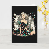 Vrouw en Katten Blank Binnen Alle Gelegenheid Groe Kaart (Gele Bloem)