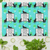 Vrouw en Katten zullen doen wat zij willen Theedoek (Gevouwen)