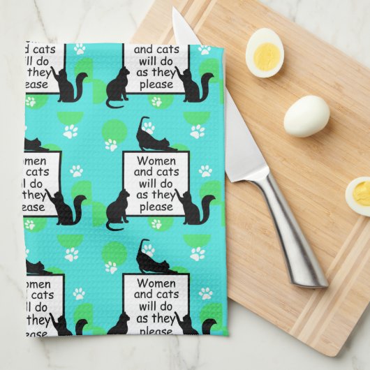 Vrouw en Katten zullen doen wat zij willen Theedoek (Quarter Fold)