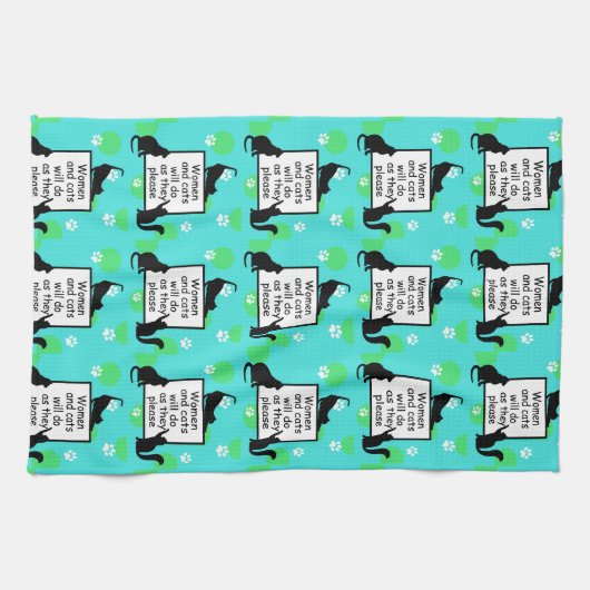 Vrouw en Katten zullen doen wat zij willen Theedoek (Horizontaal)