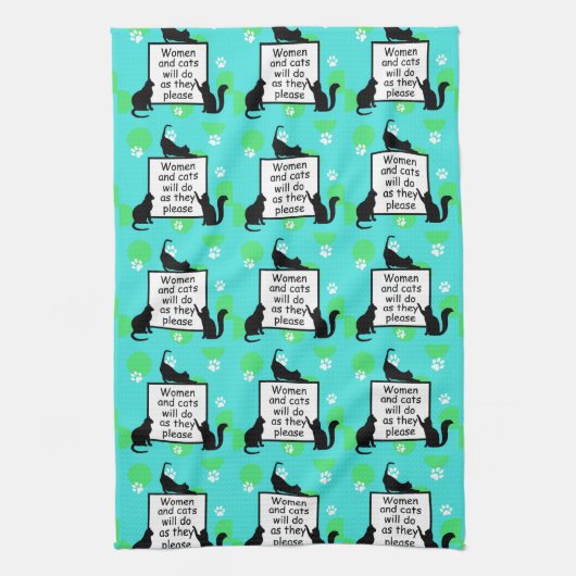 Vrouw en Katten zullen doen wat zij willen Theedoek (Verticaal)
