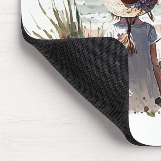 Vrouw en kind aan de kust muismat (Hoek)