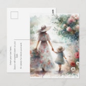 Vrouw en kind in bloementuin Moederdag Briefkaart (Voorkant / Achterkant)