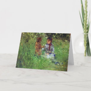 Vrouw en kind in tuin in Bougival door Morisot Kaart