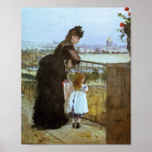 Vrouw en kind op een balkon (Morisot 1872) Poster
