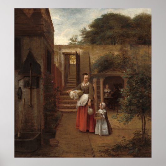 Vrouw en kind - Pieter de Hooch Fine Art Poster (Voorkant)