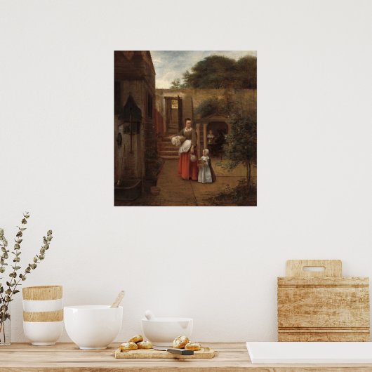 Vrouw en kind - Pieter de Hooch Fine Art Poster (Keuken)