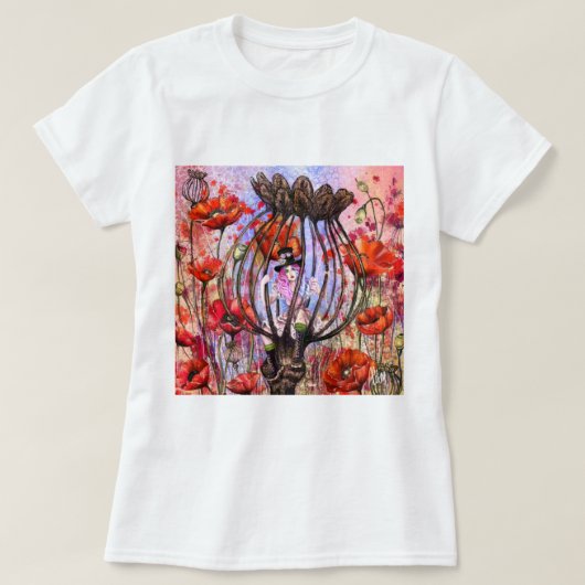 Vrouw en Klaprozen T-Shirt (Design voorkant)