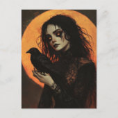 Vrouw en Kraai Horror Briefkaart (Voorkant)