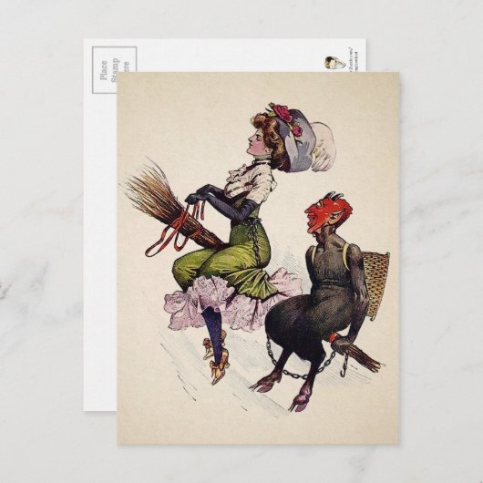 vrouw en Krampus Briefkaart (Voorkant / Achterkant)
