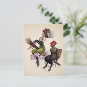 vrouw en Krampus Briefkaart (Staand voorkant)